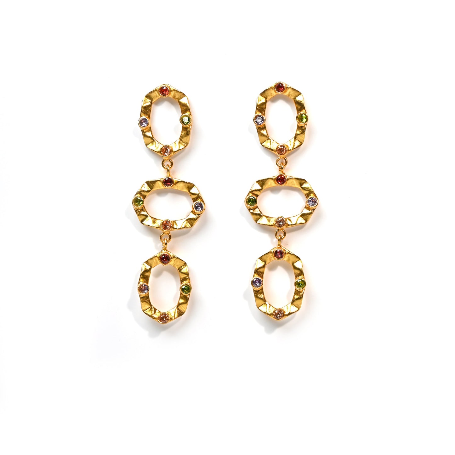 Sasha 3 Tier Earrings (Hydro Quartz) Statement Earrings