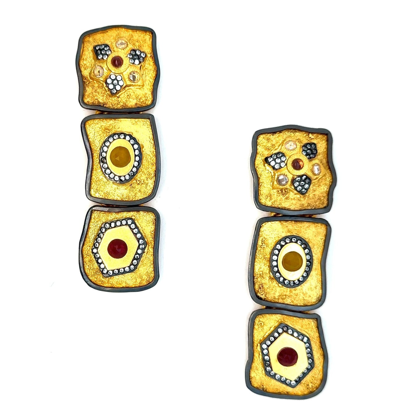 Tzar (Garnet & Citrine) Statement Earrings
