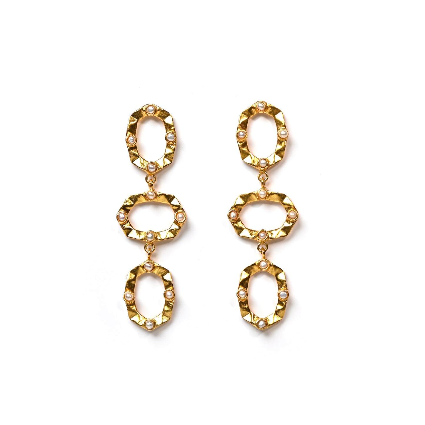 Sasha 3 Tier Earrings (Pearl) Statement Earrings