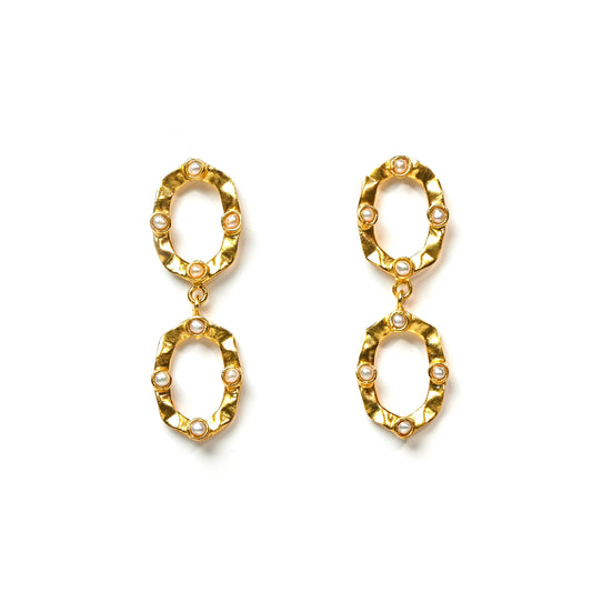 Sasha 2 Tier Earrings (Pearl) Statement Earrings
