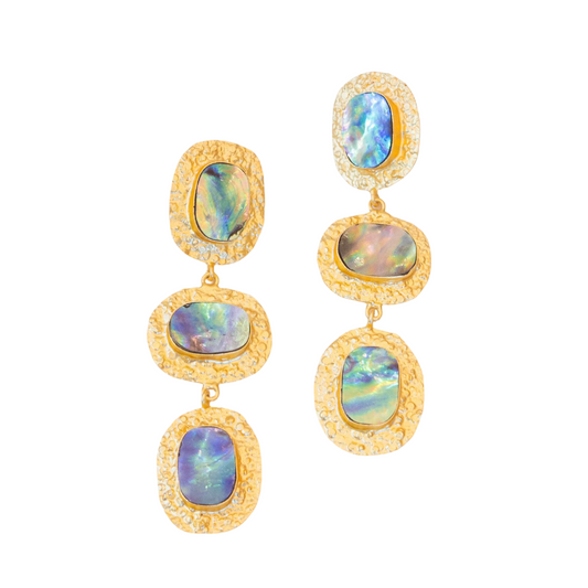 Vida 3 Tier Earrings (Abalone Shell) Statement Earrings