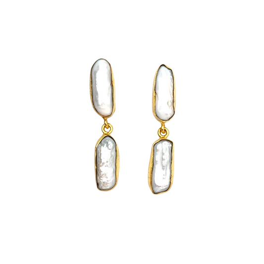 Charlotte - 2 Tier (Baroque Pearl) Statement Earrings