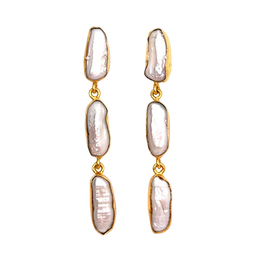 Charlotte - 3 Tier (Baroque Pearl) Statement Earrings