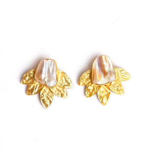 Petal Beaten (Baroque Pearl) Statement Earrings