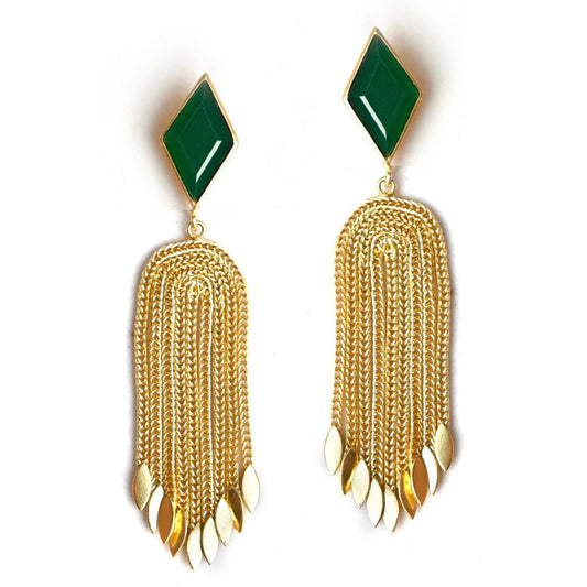 Olivia (Green Onyx) Statement Earrings