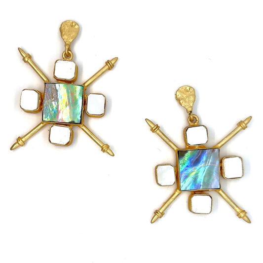 Neo (Abalone Shell & Mother of Pearl) Statement Earrings
