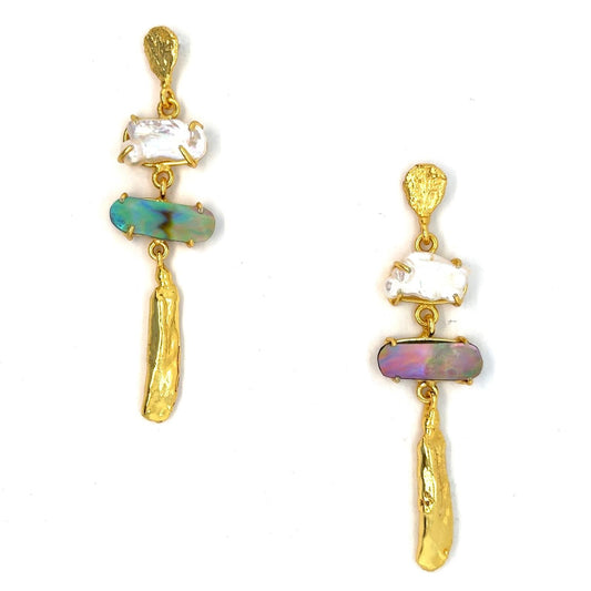 Eli (Baroque Pearl & Abalone Shell) Statement Earrings