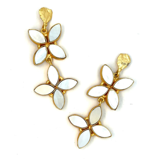 Sofia - 2 Tier (Mother of Pearl) Statement Earrings