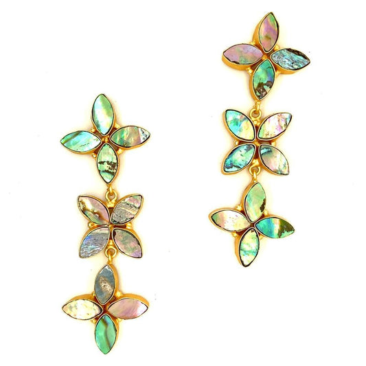 Sofi - 3 Tier (Abalone Shell) Statement Earrings
