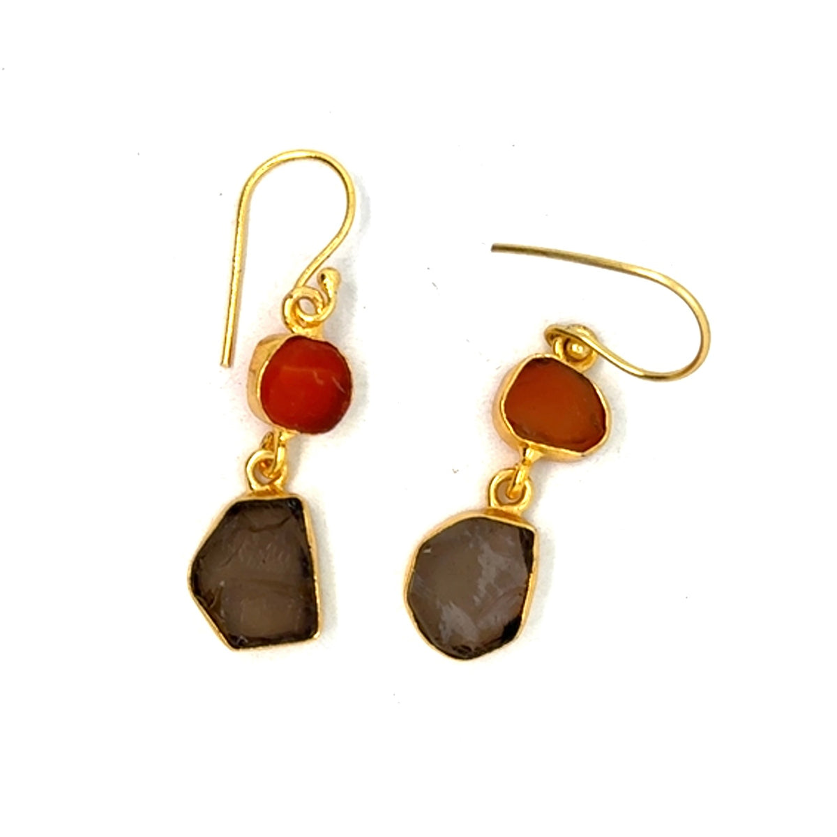 Jasmine Raw Stone 2 Tier Hook Earrings [Best Seller]