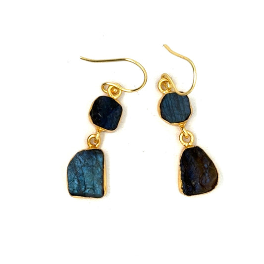 Kenna Raw Stone 2 Tier Hook Earrings [Best Seller]