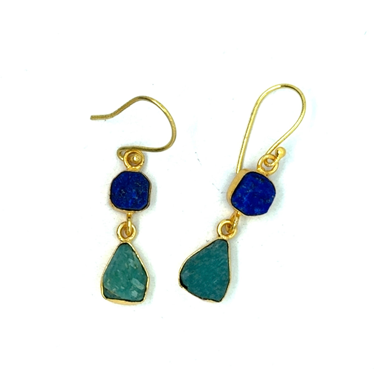 Isadora Raw Stone 2 Tier Hook Earrings [Best Seller]