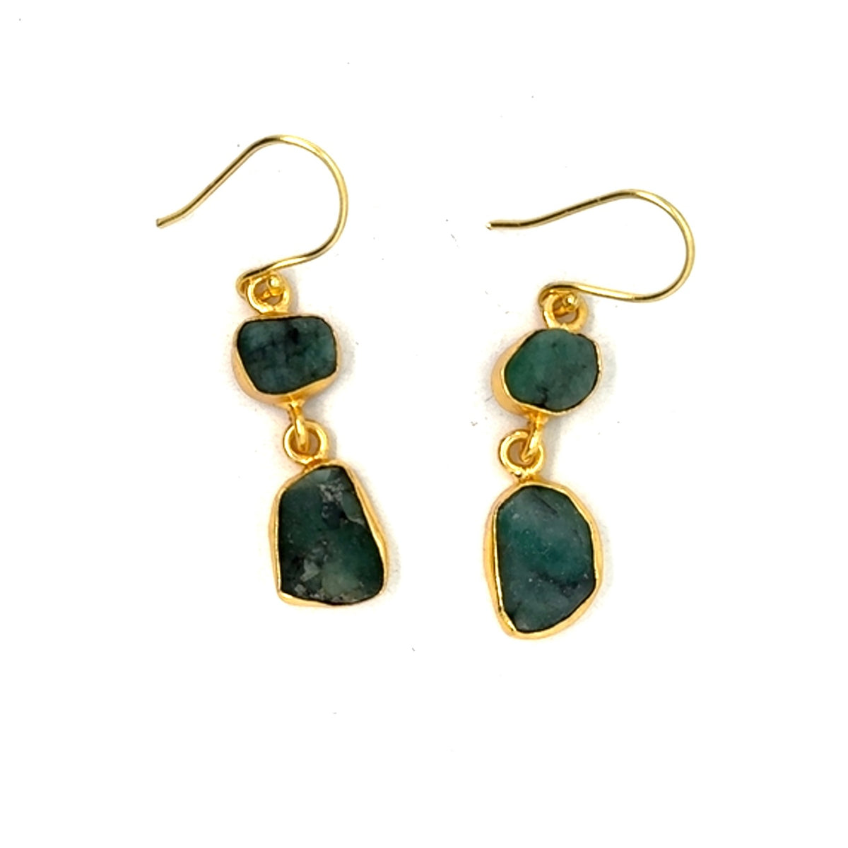 Estelle Raw Stone 2 Tier Hook Earrings [Best Seller]