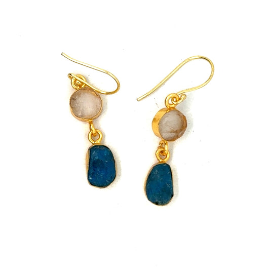 Lottie Raw Stone 2 Tier Hook Earrings [Best Seller]
