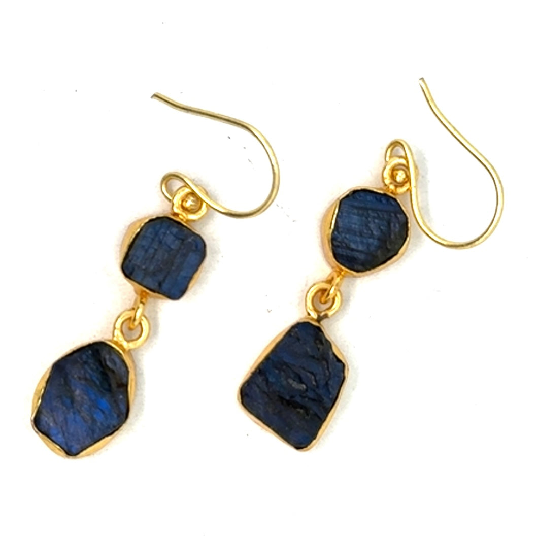 Selena Raw Stone 2 Tier Hook Earrings [Best Seller]
