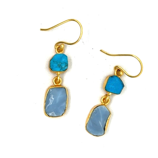 Asiya Raw Stone 2 Tier Hook Earrings [Best Seller]