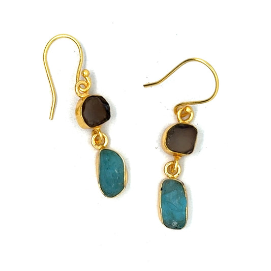 Enid Raw Stone 2 Tier Hook Earrings [Best Seller]