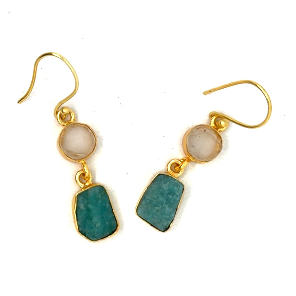 Dakota Raw Stone 2 Tier Hook Earrings [Best Seller]