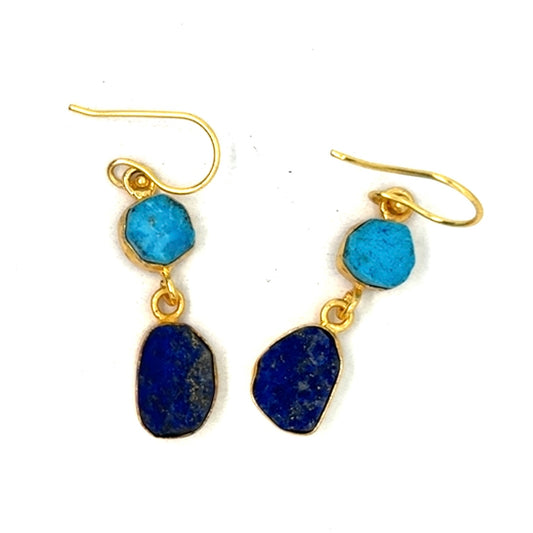 Danica Raw Stone 2 Tier Hook Earrings [Best Seller]