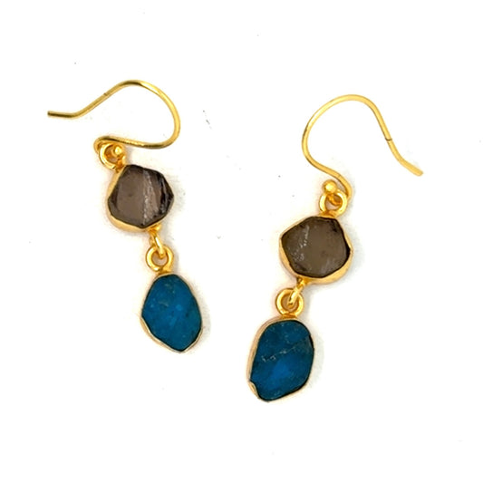 Azariah Raw Stone 2 Tier Hook Earrings [Best Seller]