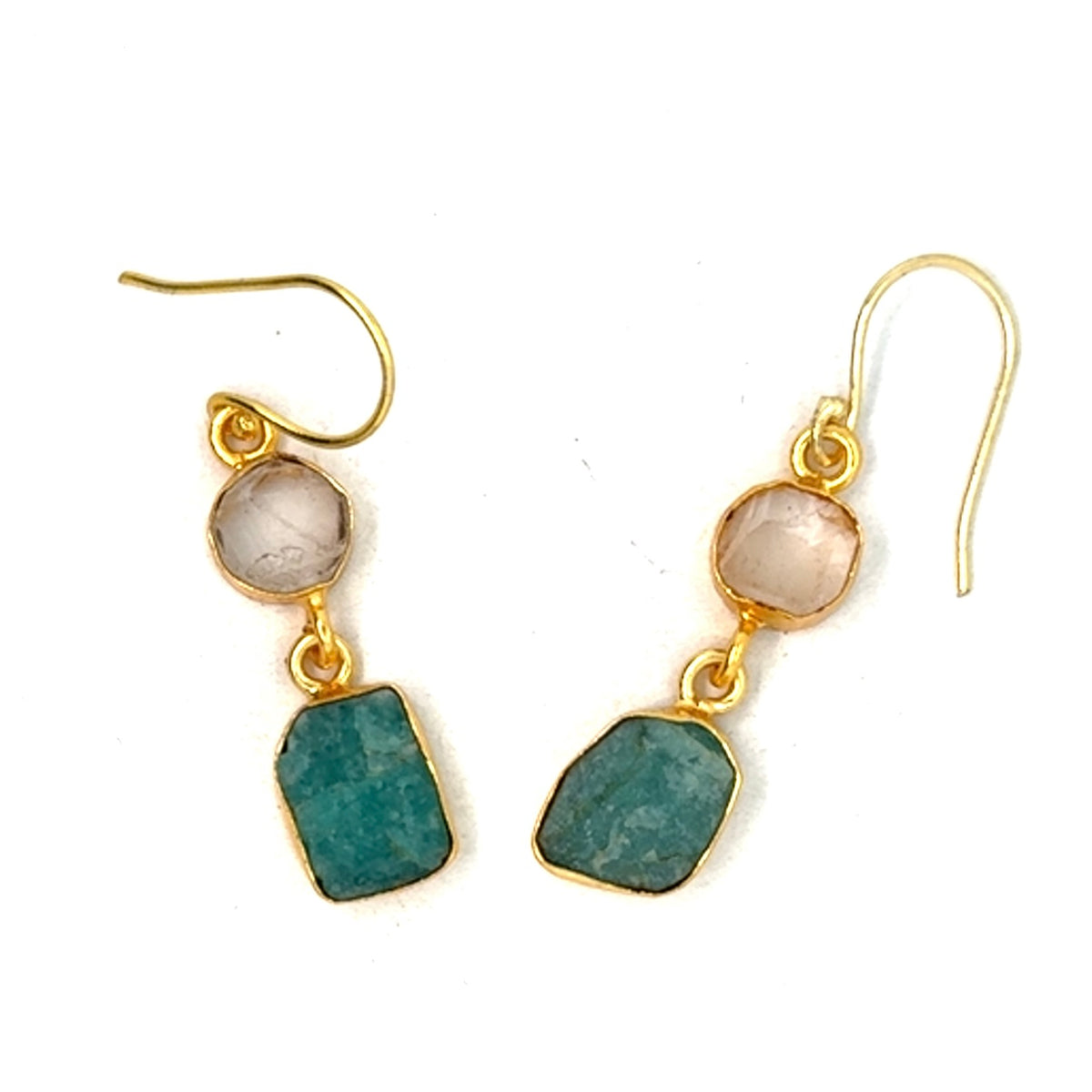 Glenda Raw Stone 2 Tier Hook Earrings [Best Seller]