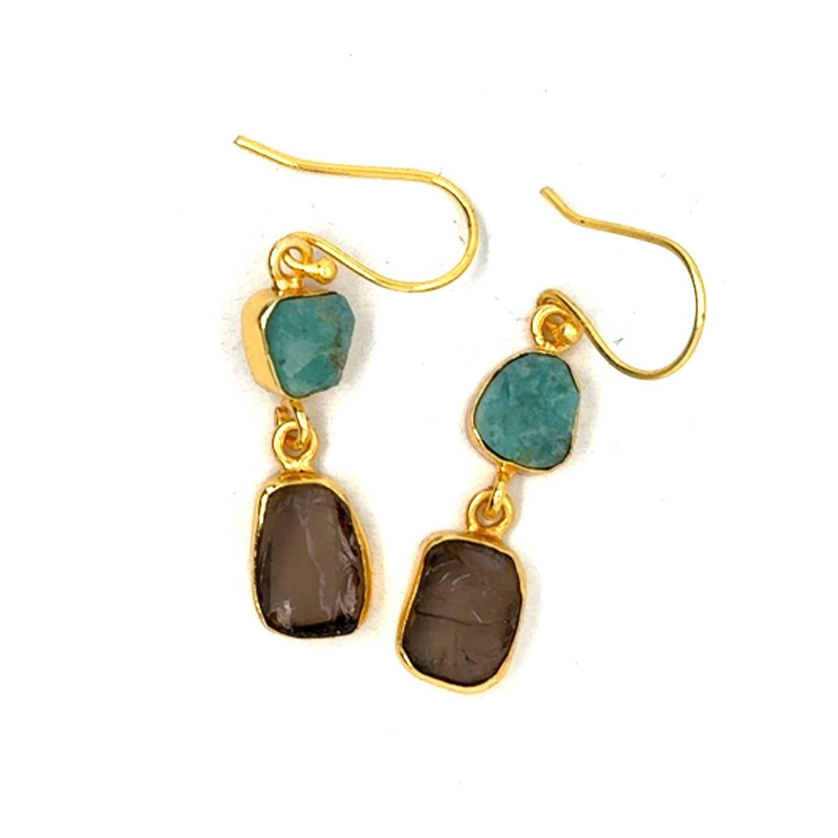 Juliet Raw Stone 2 Tier Hook Earrings [Best Seller]