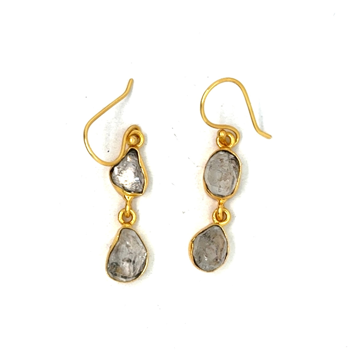 Halston Raw Stone 2 Tier Hook Earrings [Best Seller]