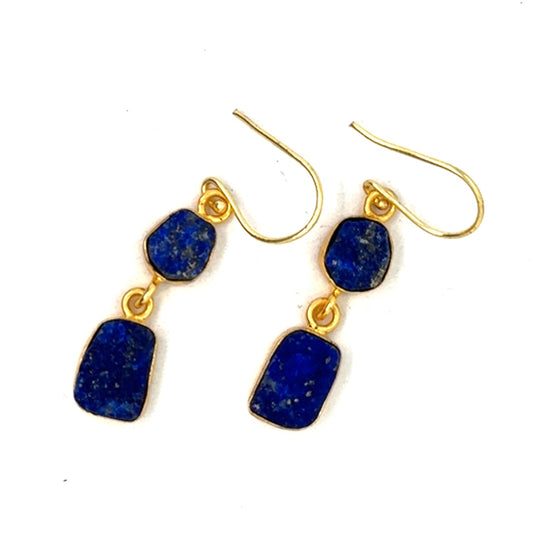 Neva Raw Stone 2 Tier Hook Earrings [Best Seller]