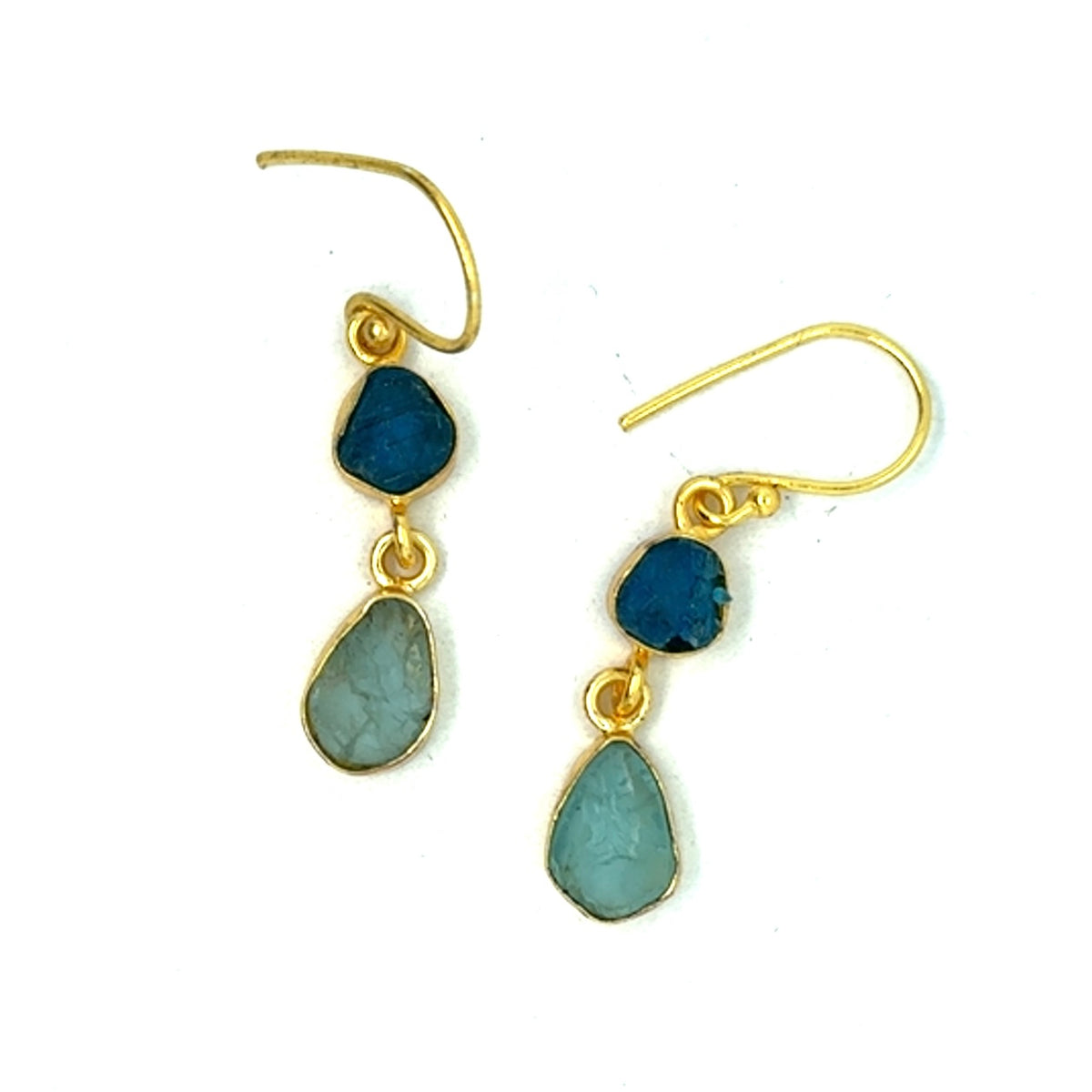 Hilda Raw Stone 2 Tier Hook Earrings [Best Seller]