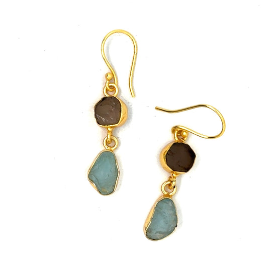 Amaya Raw Stone 2 Tier Hook Earrings [Best Seller]