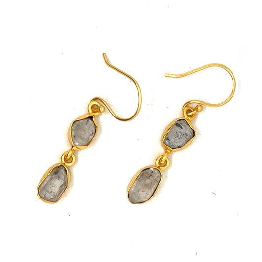 Ember Raw Stone 2 Tier Hook Earrings [Best Seller]