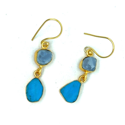Dulce Raw Stone 2 Tier Hook Earrings [Best Seller]