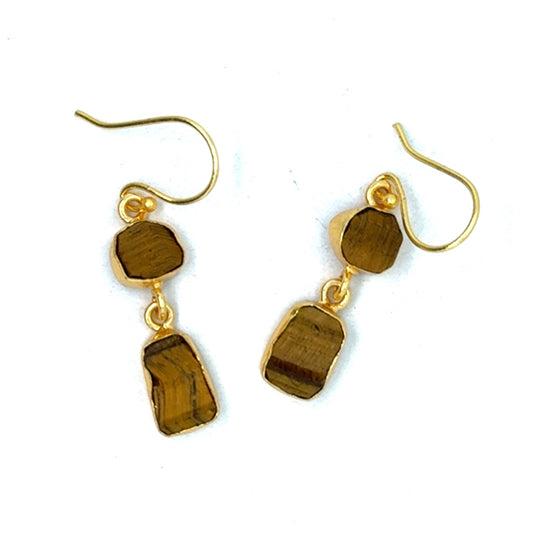 Delta Raw Stone 2 Tier Hook Earrings [Best Seller]