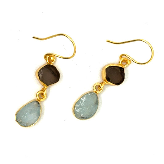 Martha Raw Stone 2 Tier Hook Earrings [Best Seller]