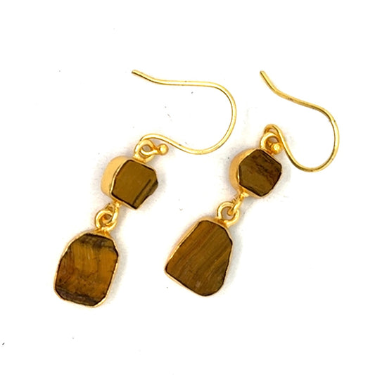 Roxanne Raw Stone 2 Tier Hook Earrings [Best Seller]